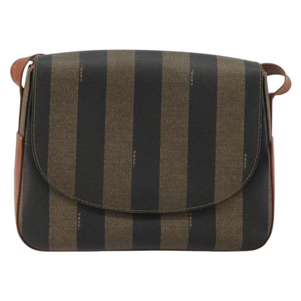 Fendi Pequin Canvas Shoulder Bag Black